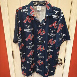 Atlanta Braves Cutwater Spirits Shirt Mens Medium Blue MLB Baseball Aloha Promo
